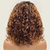 Fringe Deep Wave Human Hair Wigs With Bang, 200 Density 99J Brown Coloured Wigs, Short Curly Remy  Bob Wigs