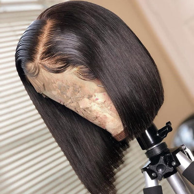 13x4 Transparent Lace Front Human Hair Wigs, Brazilian Straight Bob Wig, Human Hair Wigs For Women, Pre-Plucked Hairline Wig