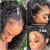Deep Wave Frontal Wigs For Women, Long Curly Human Hair Wigs, Water Wave Pre-Plucked Hairline Wig